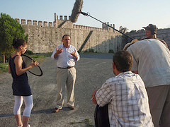 [ Serhan in front of Yedikule Fortress during filming of the documentary 'Ottomans vs Christians' ]