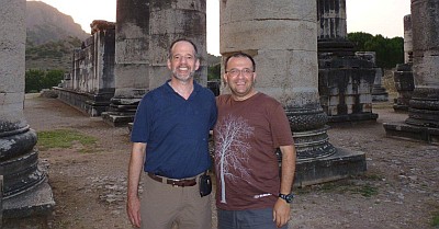 [ Professor Barry Strauss and Serhan, in search of Alexander the Great's footsteps at Sardis, June 2010 ]